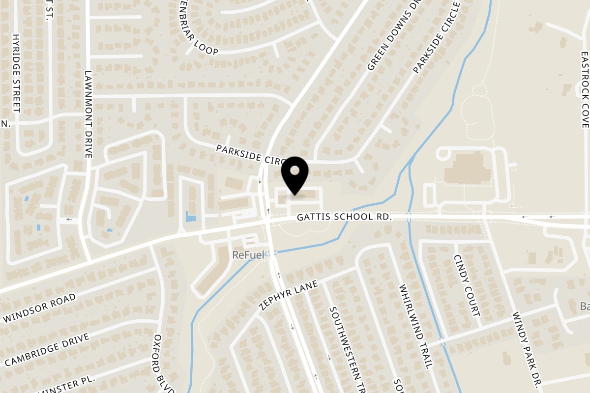 Map showing the location of Waffle Love on 1300 Gattis School Rd #100 in Round Rock